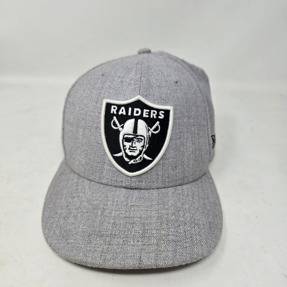 New Era 59FIFTY Oakland Raiders Hat Grey Heathered Fitted Cap NFL Size 7 1/4